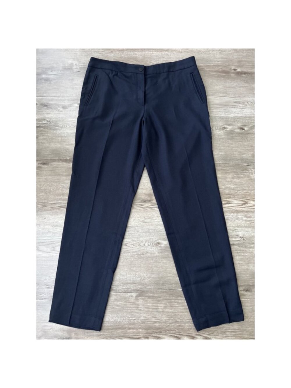 Tory Burch Wool‎ Blend Dress Pants Womens 12 Navy Elastic Back Full Length